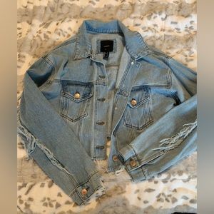 Blue Cropped Denim Jean Jacket